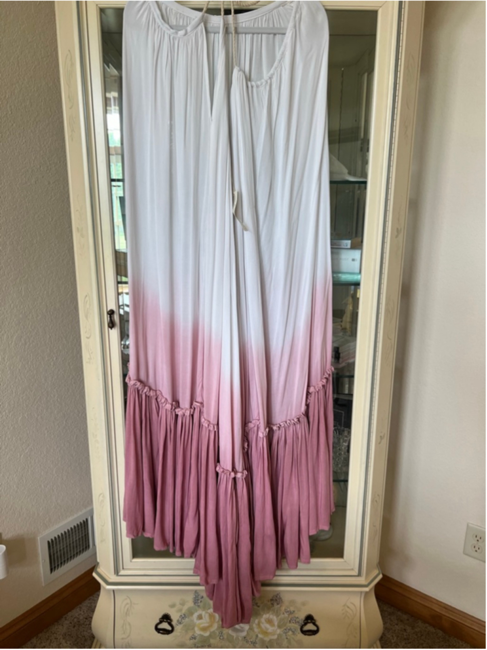 Jen's Pirate Booty White Pink Ombre Halter Maxi Dress M - Picture 4 of 8